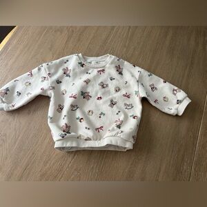 H&M Cream holiday Sweatshirt with Festive Print